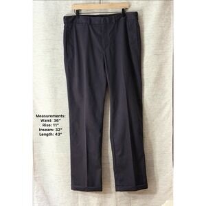 LL Bean Standard‎ Fit Trousers Dress Pants Men 36x32 Dark Navy Blue Cuffed Hem